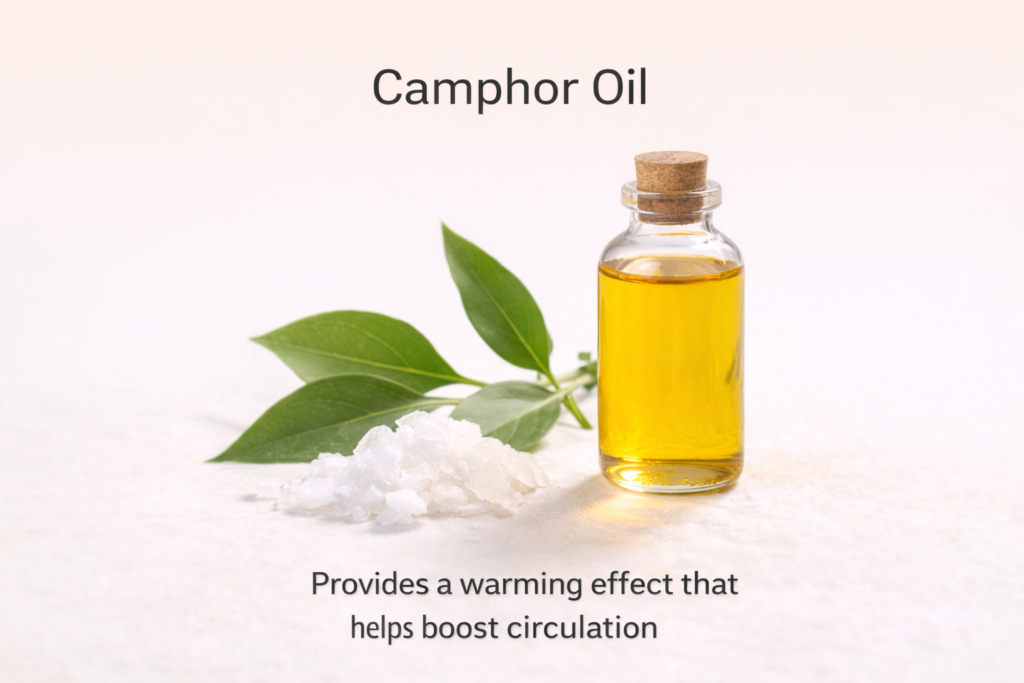 Therawolf camphor oil ingredient warming effect to boost circulation and relieve stiffness Camphor Oil in Therawolf